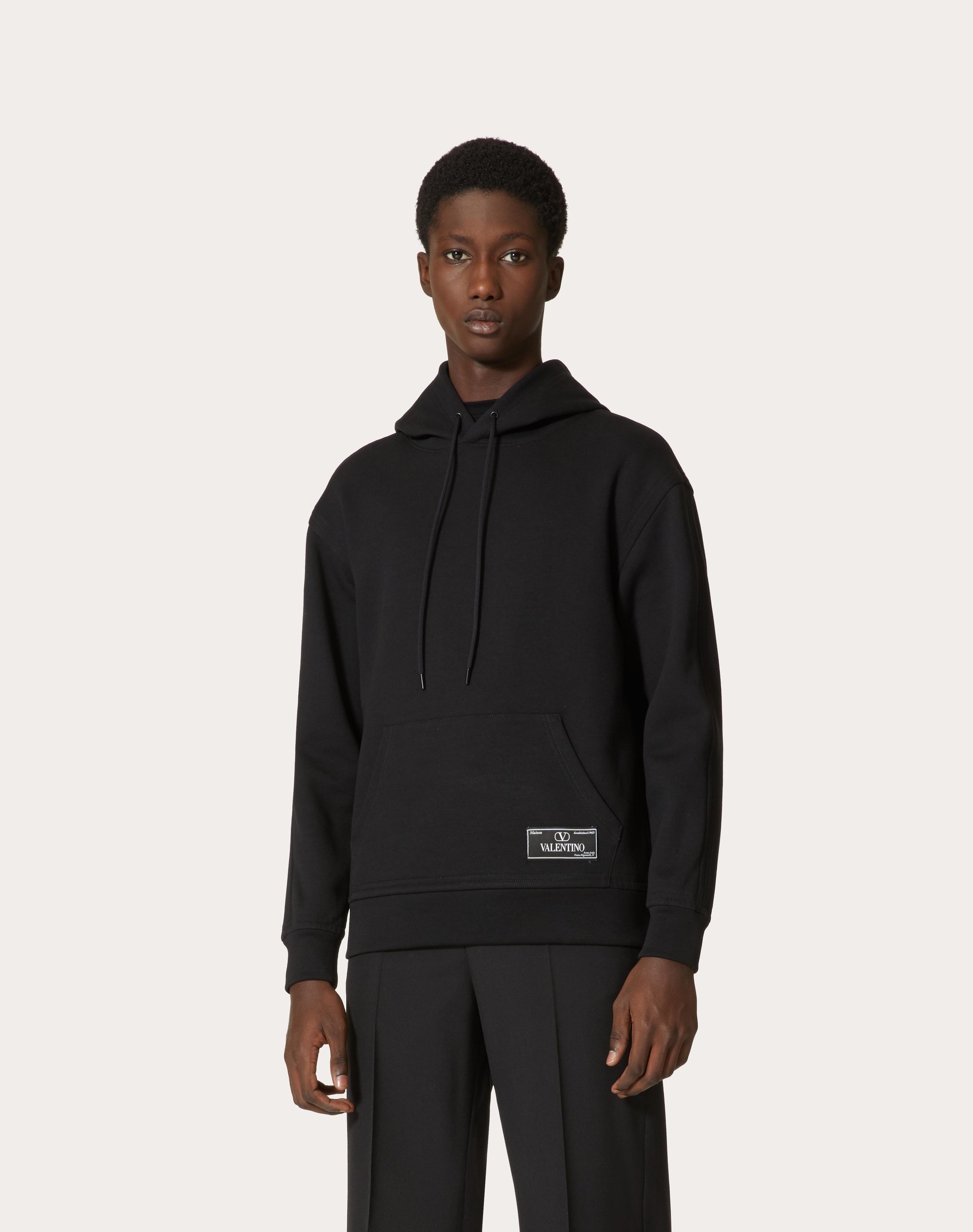 TECHNICAL COTTON SWEATSHIRT WITH HOOD AND MAISON VALENTINO TAILORING LABEL - 3