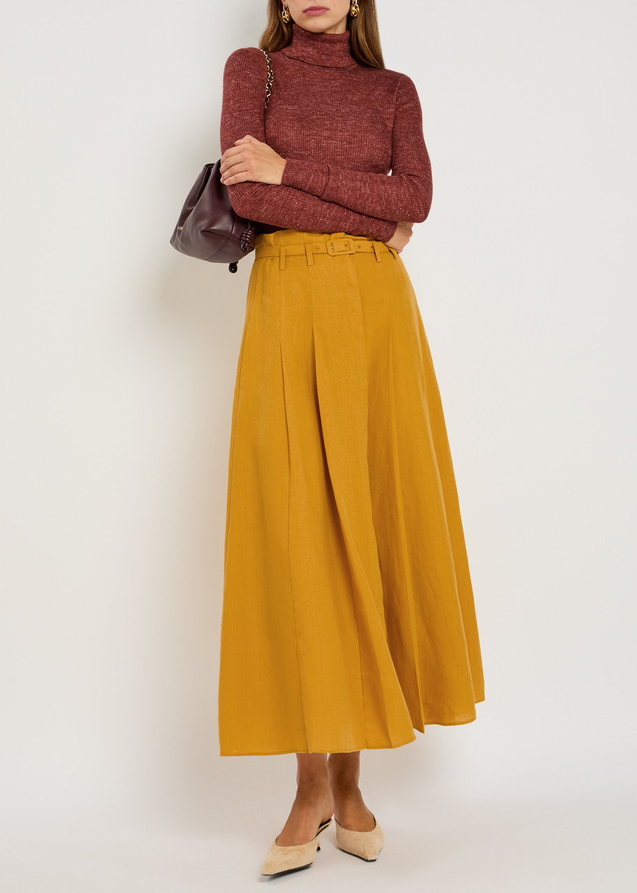 Gabriela Hearst Dugald Pleated Linen Maxi Skirt - 4