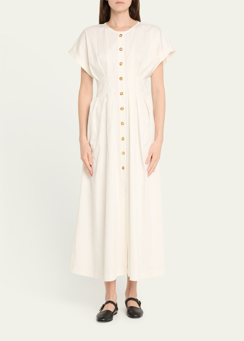 KIKA VARGAS Dena Pleated Midi Shirtdress outlook