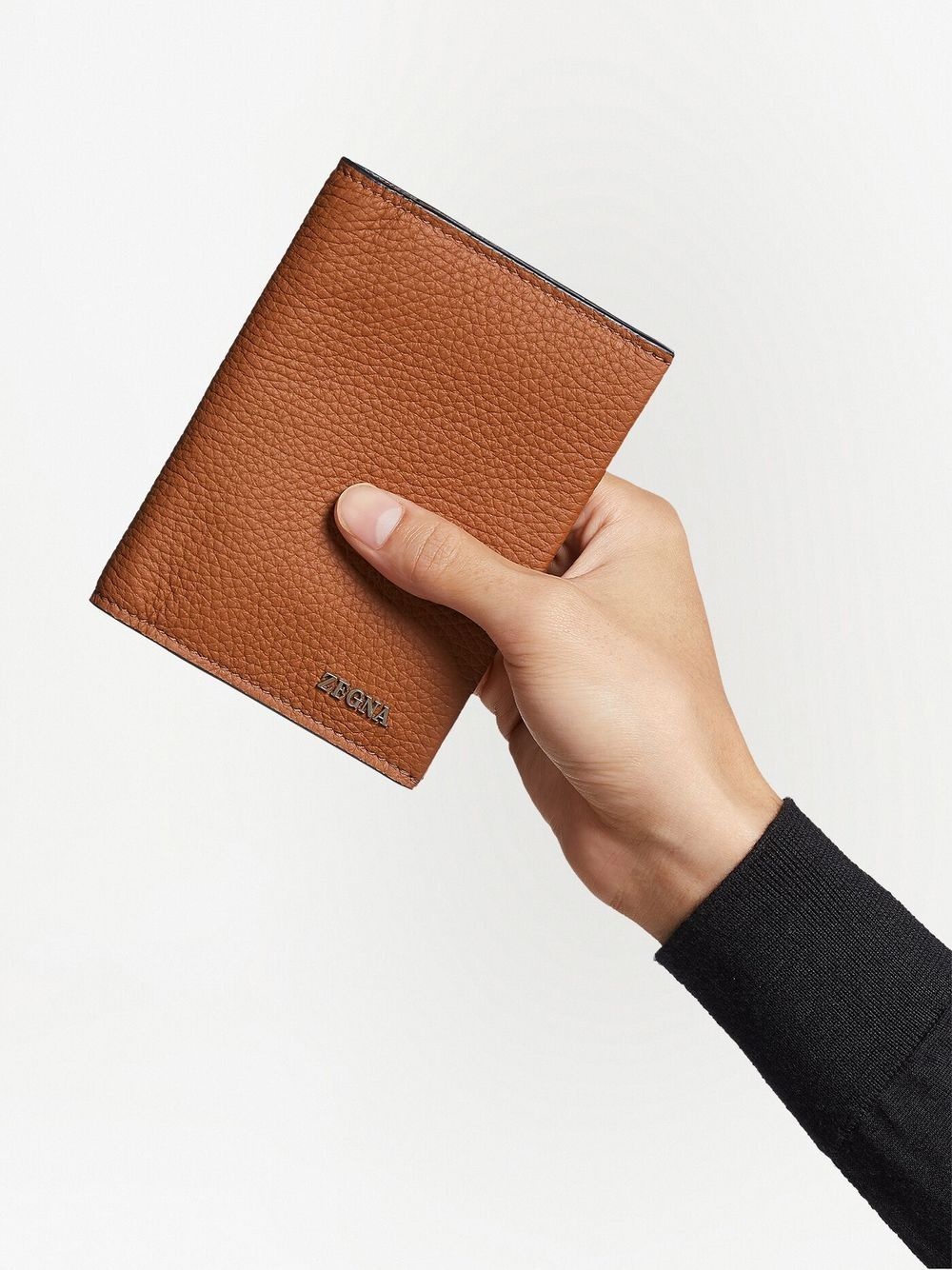 logo-plaque leather passport case - 5
