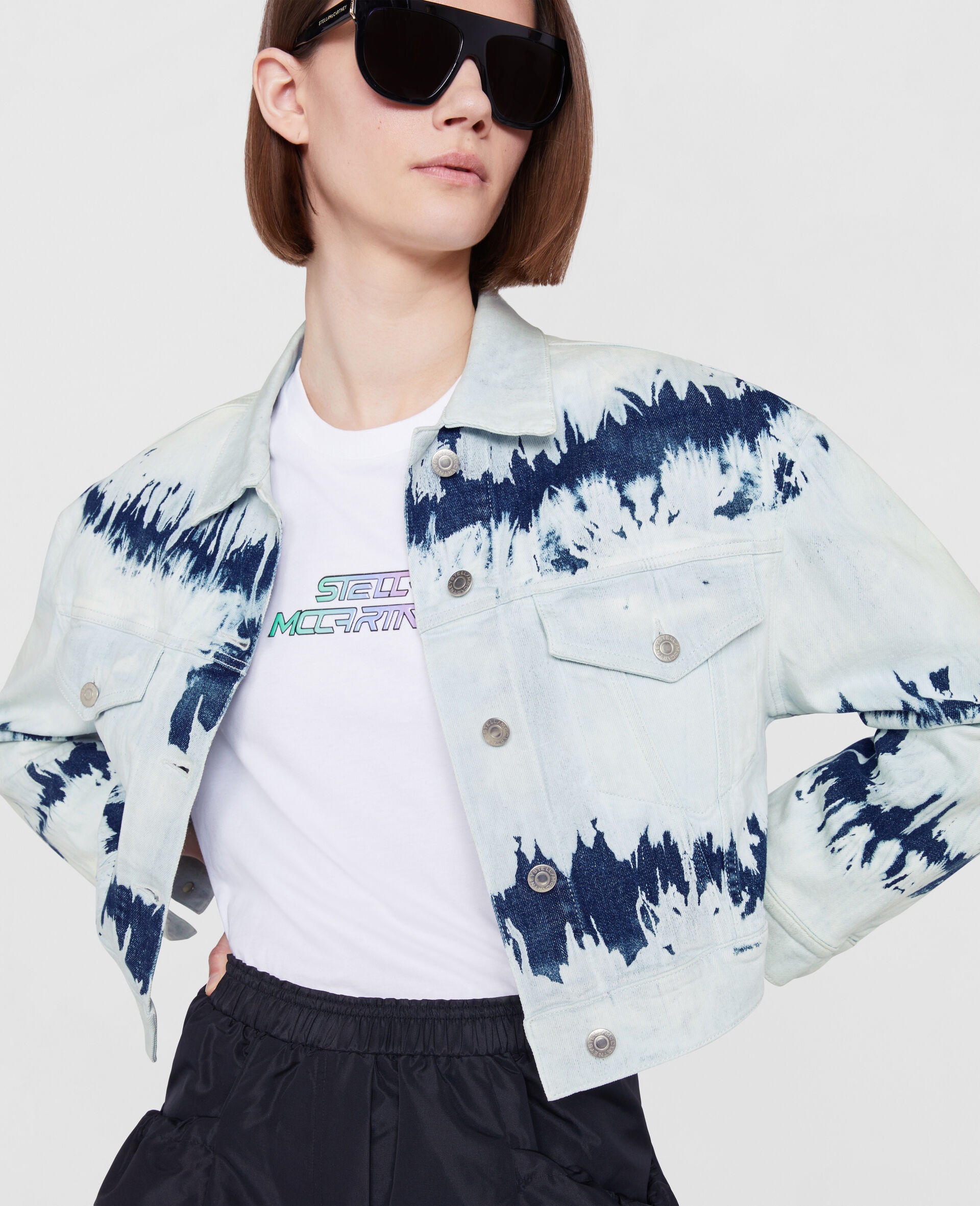Tie-Dye Cropped Denim Jacket - 4