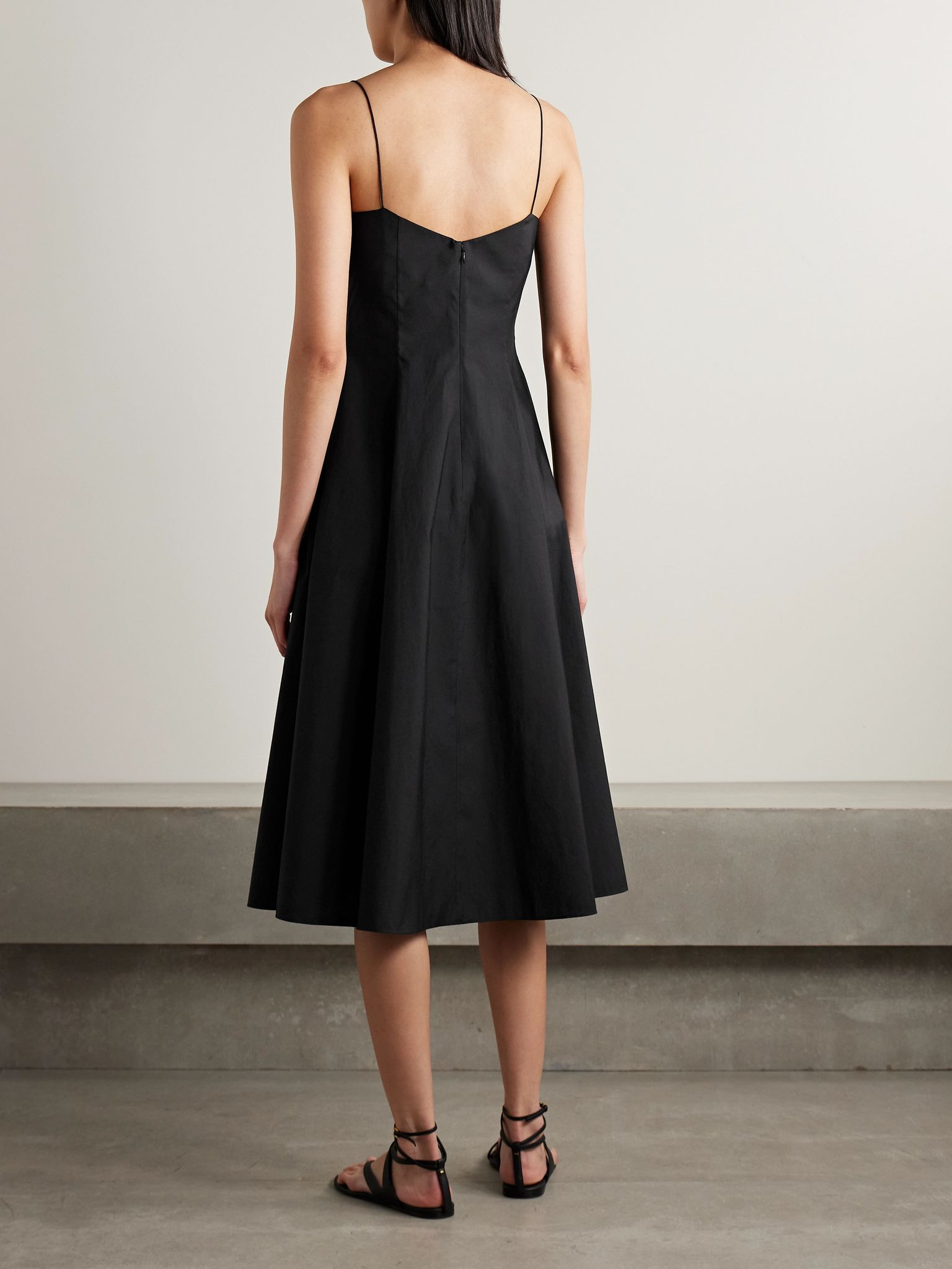 Isabella cotton-canvas midi dress Black - 3