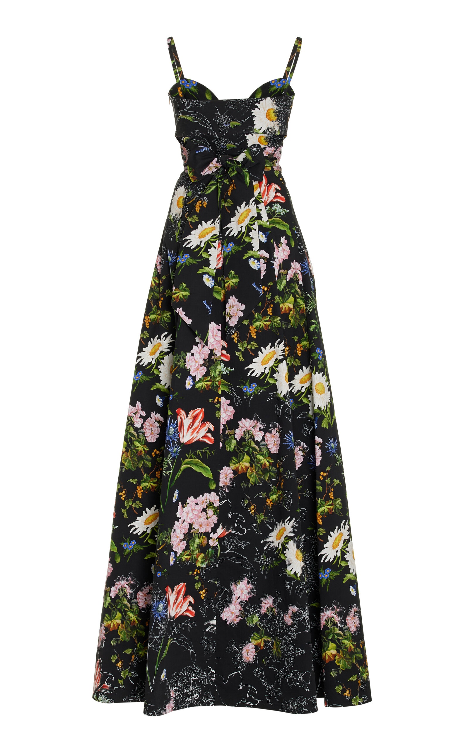 Floral-Printed Poplin Maxi Dress black - 8