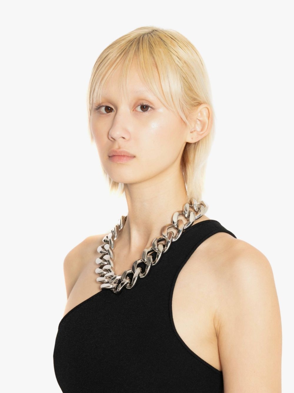 oversized logo grid chain necklace - 2