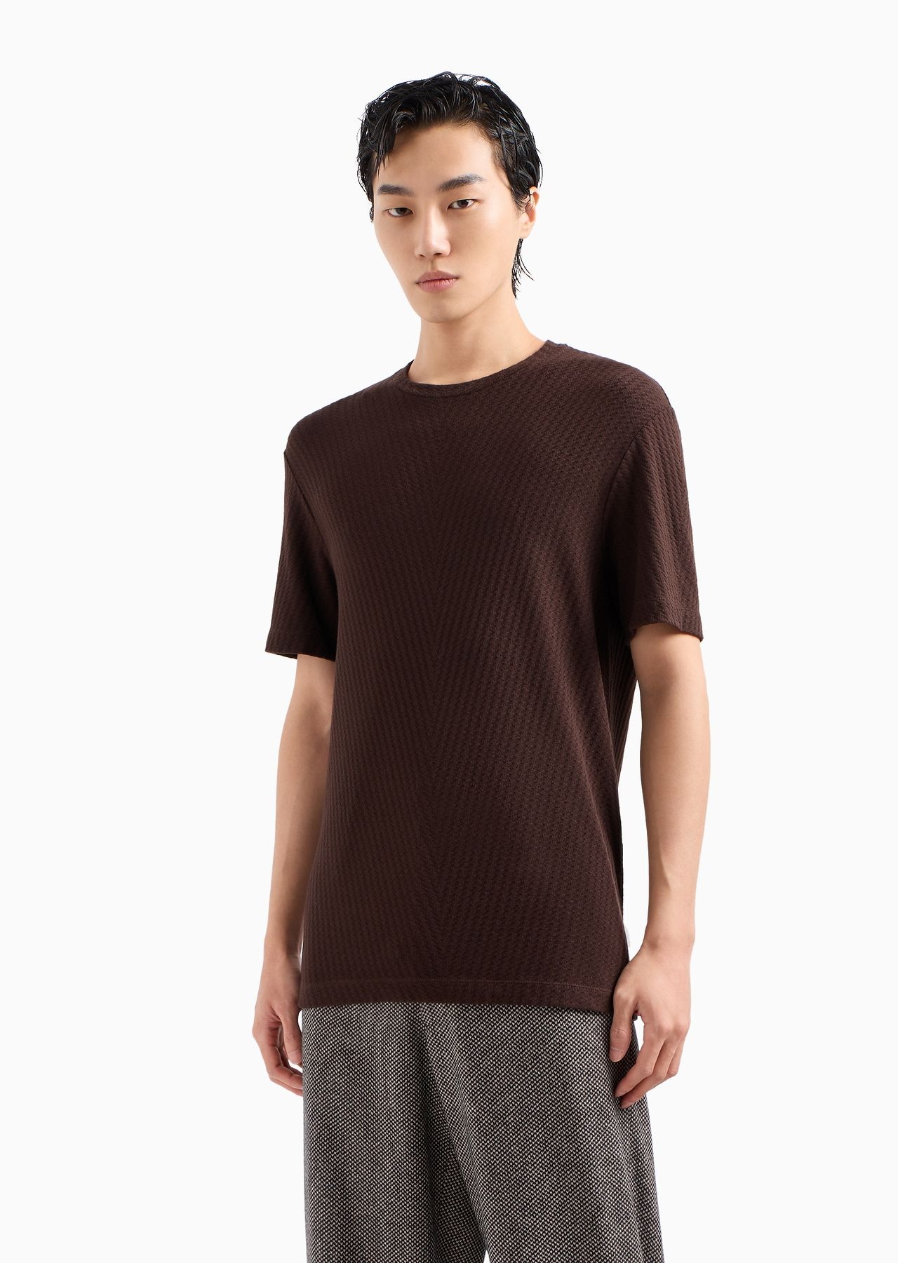 Viscose and cashmere jacquard jersey crew-neck T-shirt - 2