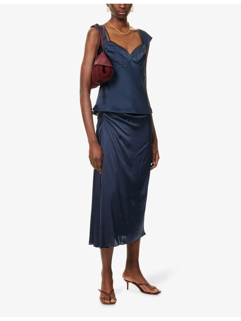Theory Ruched Regular-Fit Woven Midi Skirt outlook