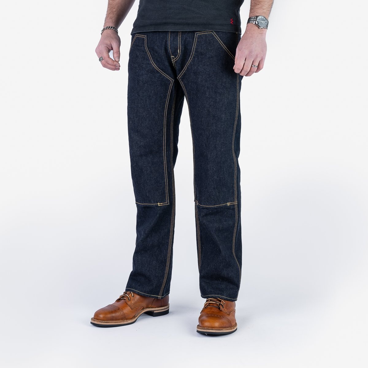 IH-828-IND 14oz Selvedge Double Knee Work Pants - Indigo - 2