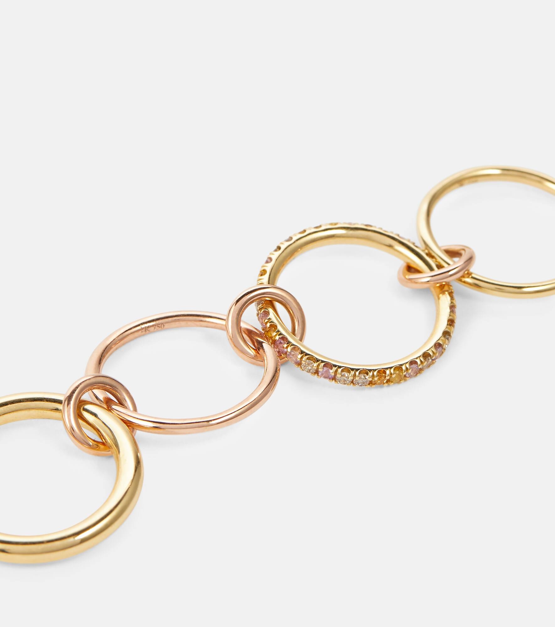 Nimbus 18kt gold and rose gold linked rings with sapphires and diamonds - 6