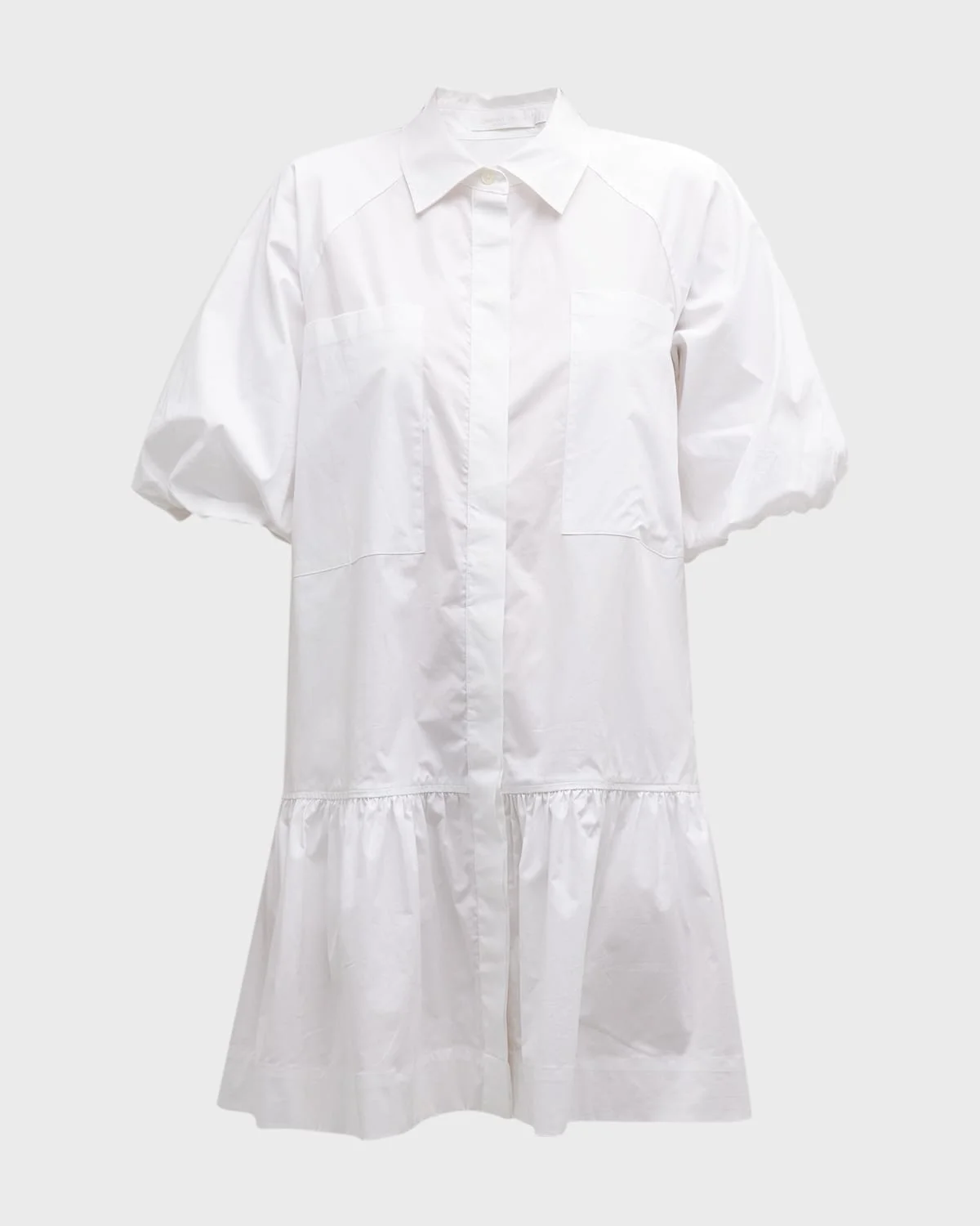 Chrissy Puff-Sleeve Cotton Poplin Mini Shirtdress - 1