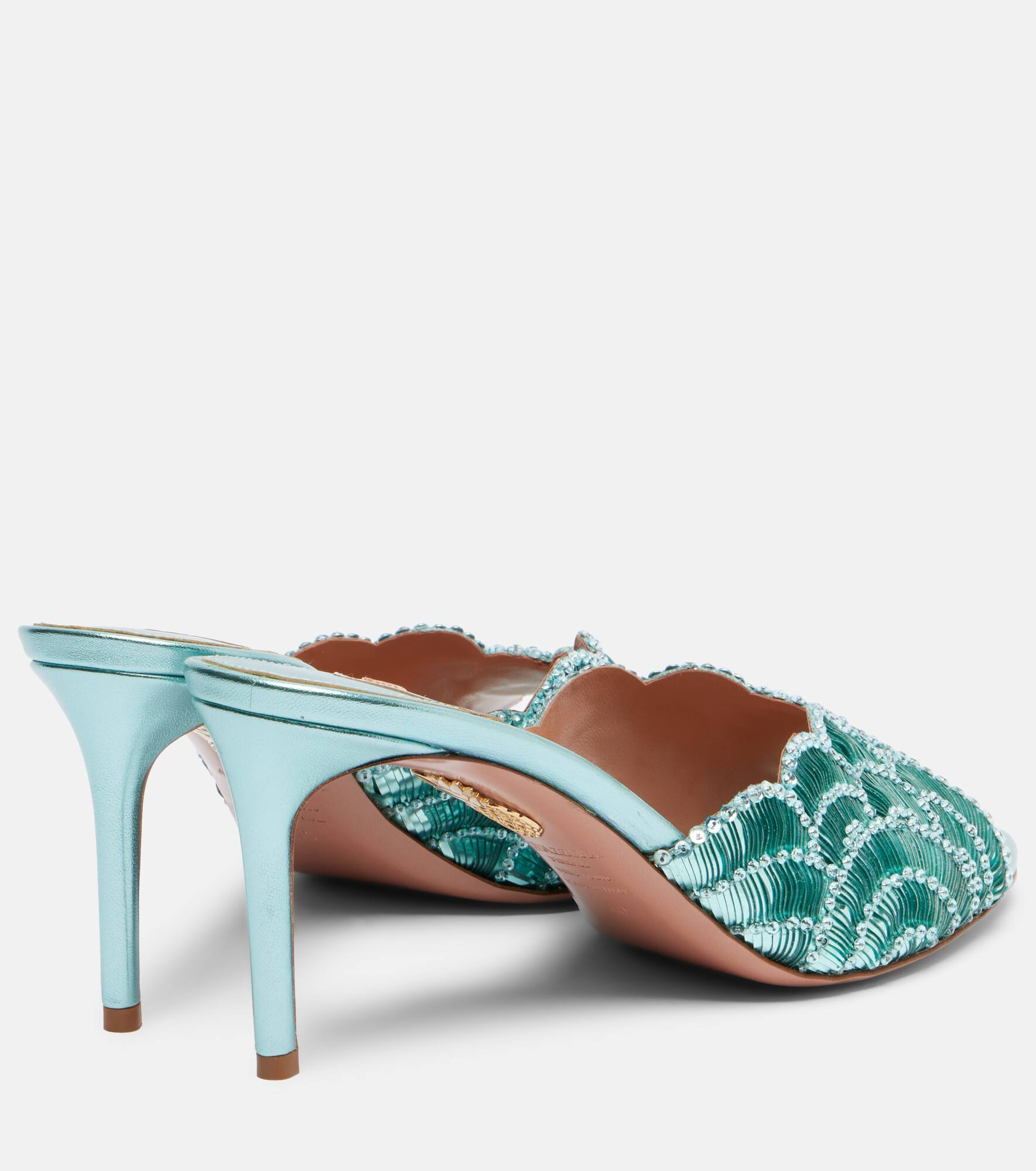 Ce Soir 75 sequined metallic leather mules - 2