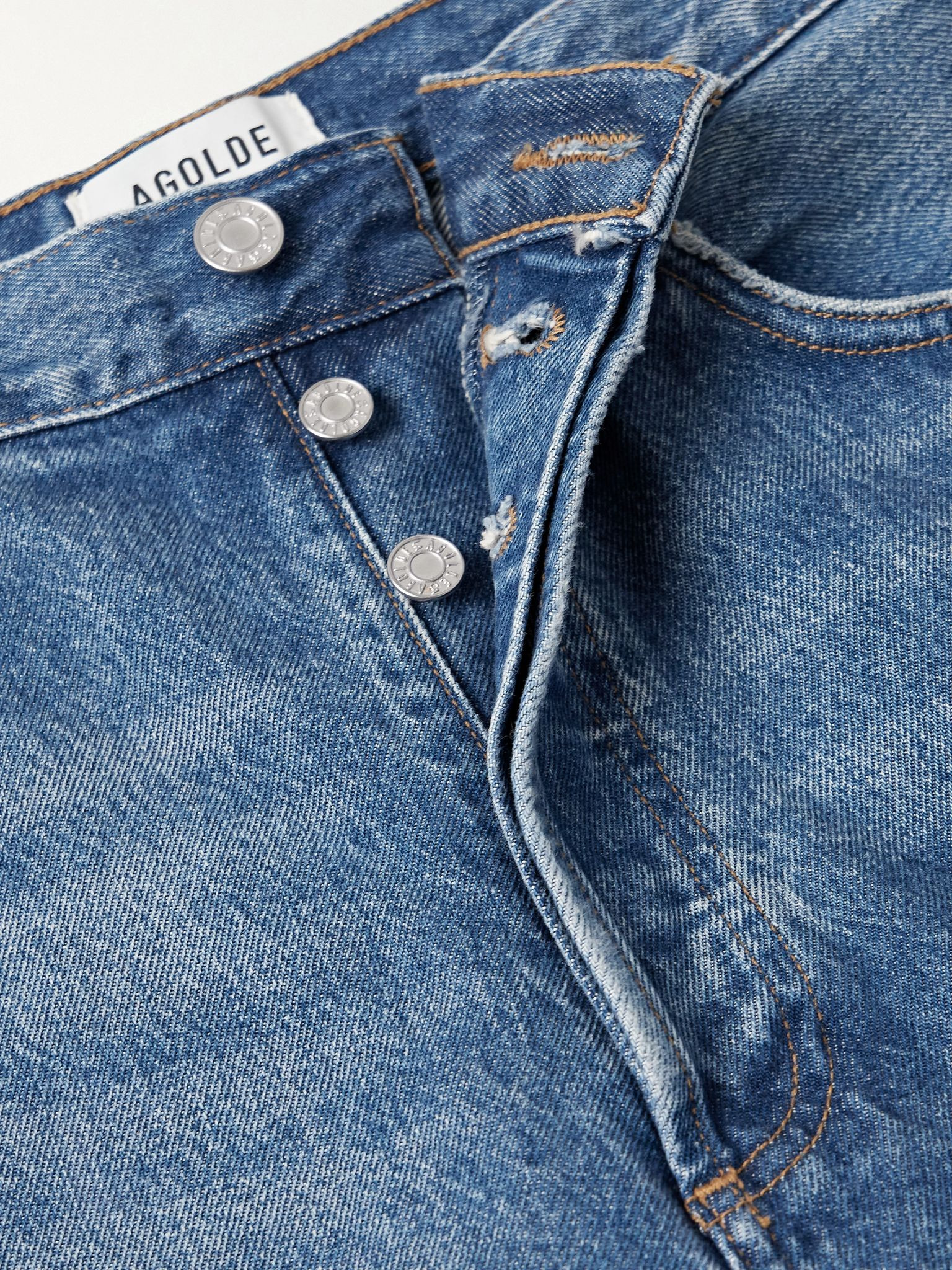 Luna frayed high-rise barrel-leg jeans Mid denim - 5