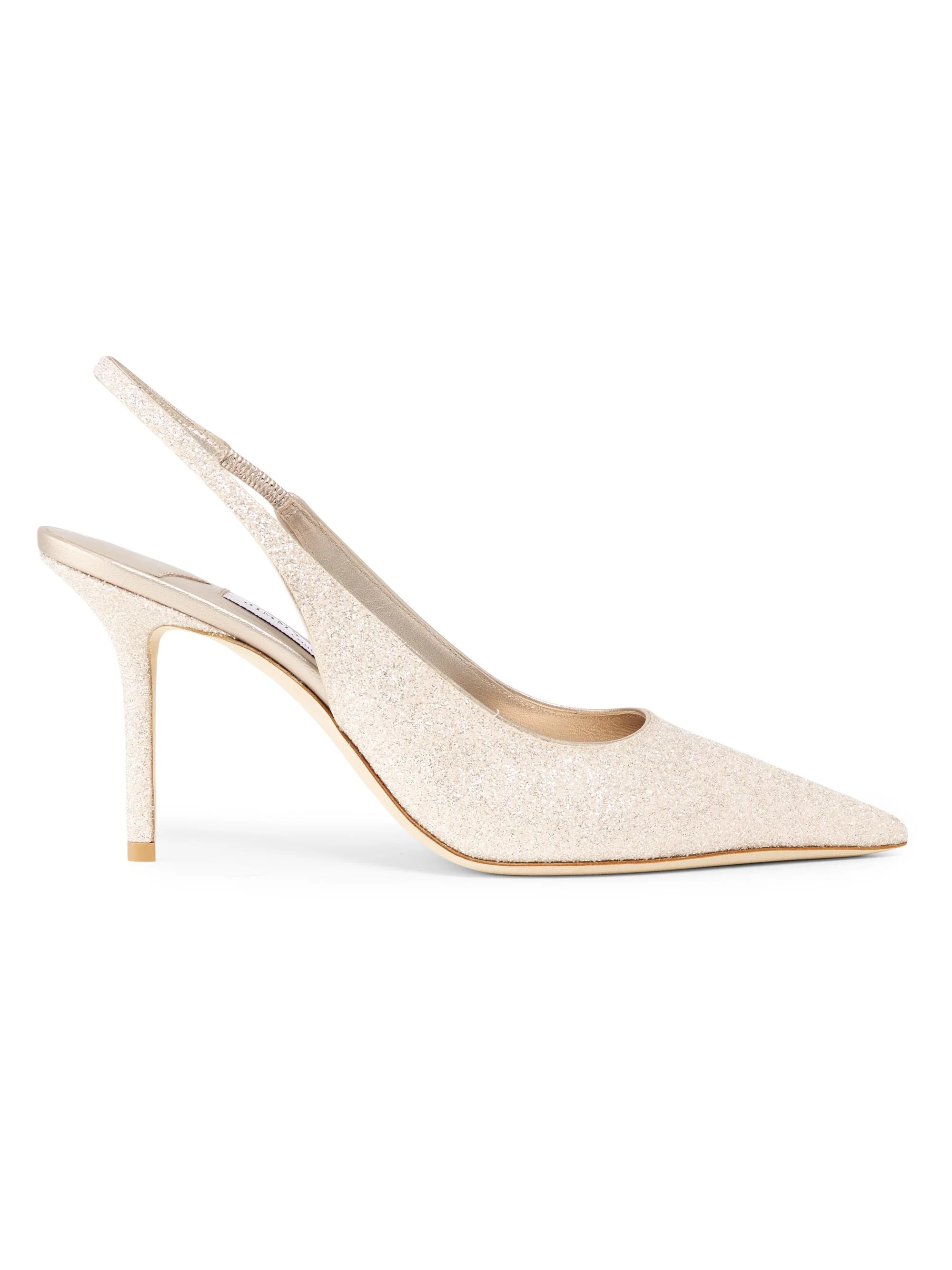 Women's Love 85MM Glitter Leather Slingback Pumps - Light Soft Gold - 1