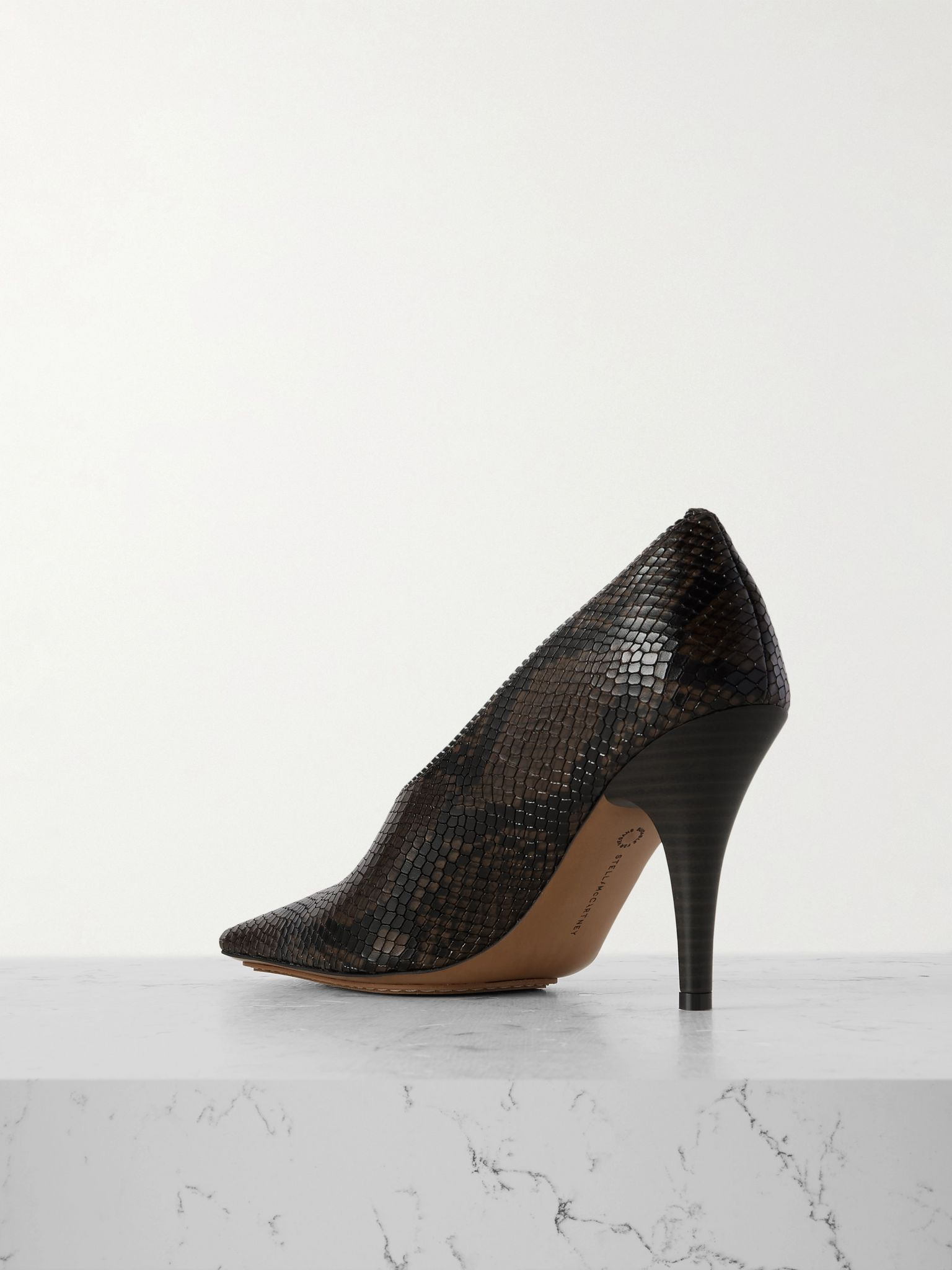 Snake-effect vegan pumps Dark brown - 3