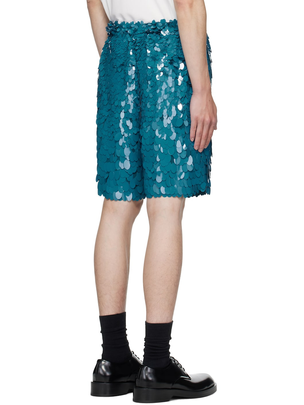 Blue Embellished Shorts - 3