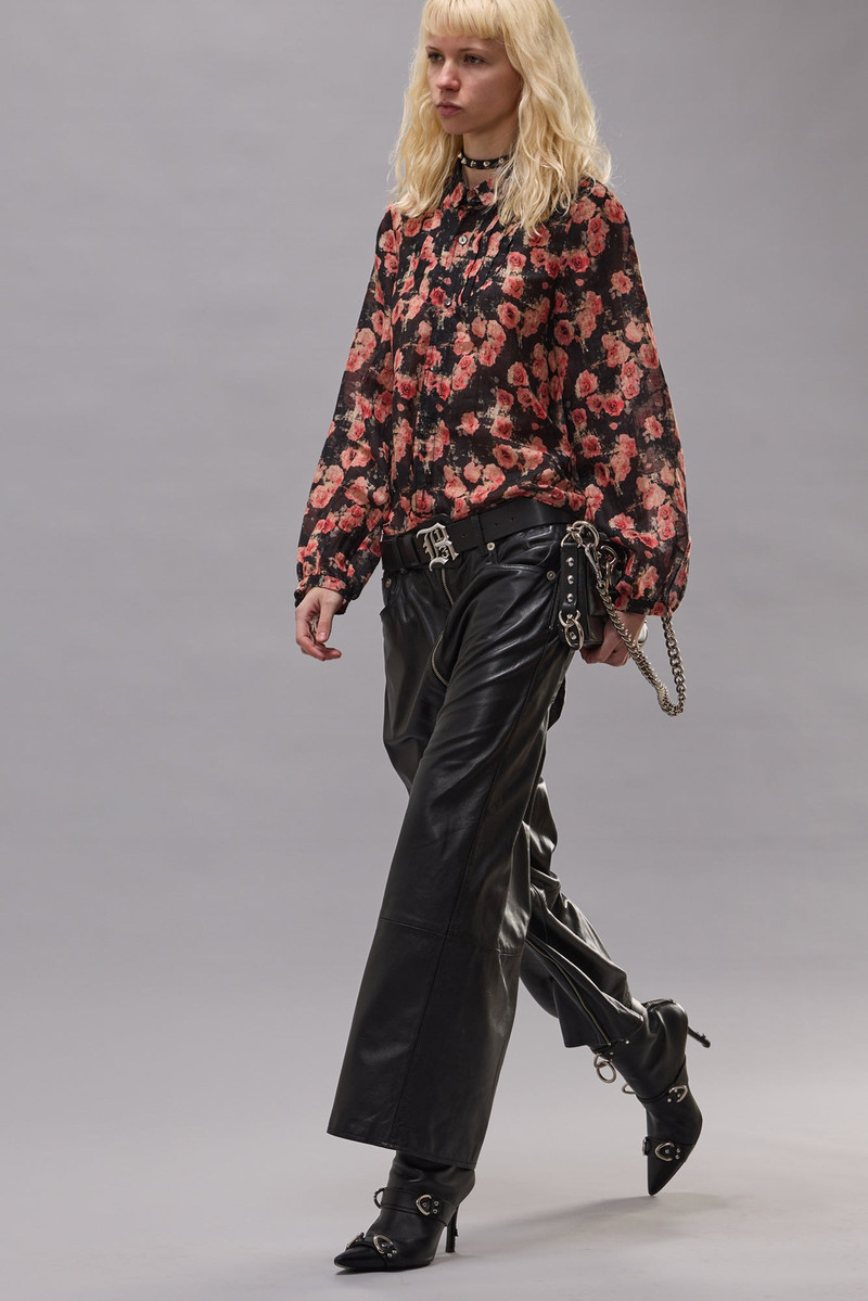 SHRUNKEN BLOUSE WITH PLEATED TUXEDO FRONT 3