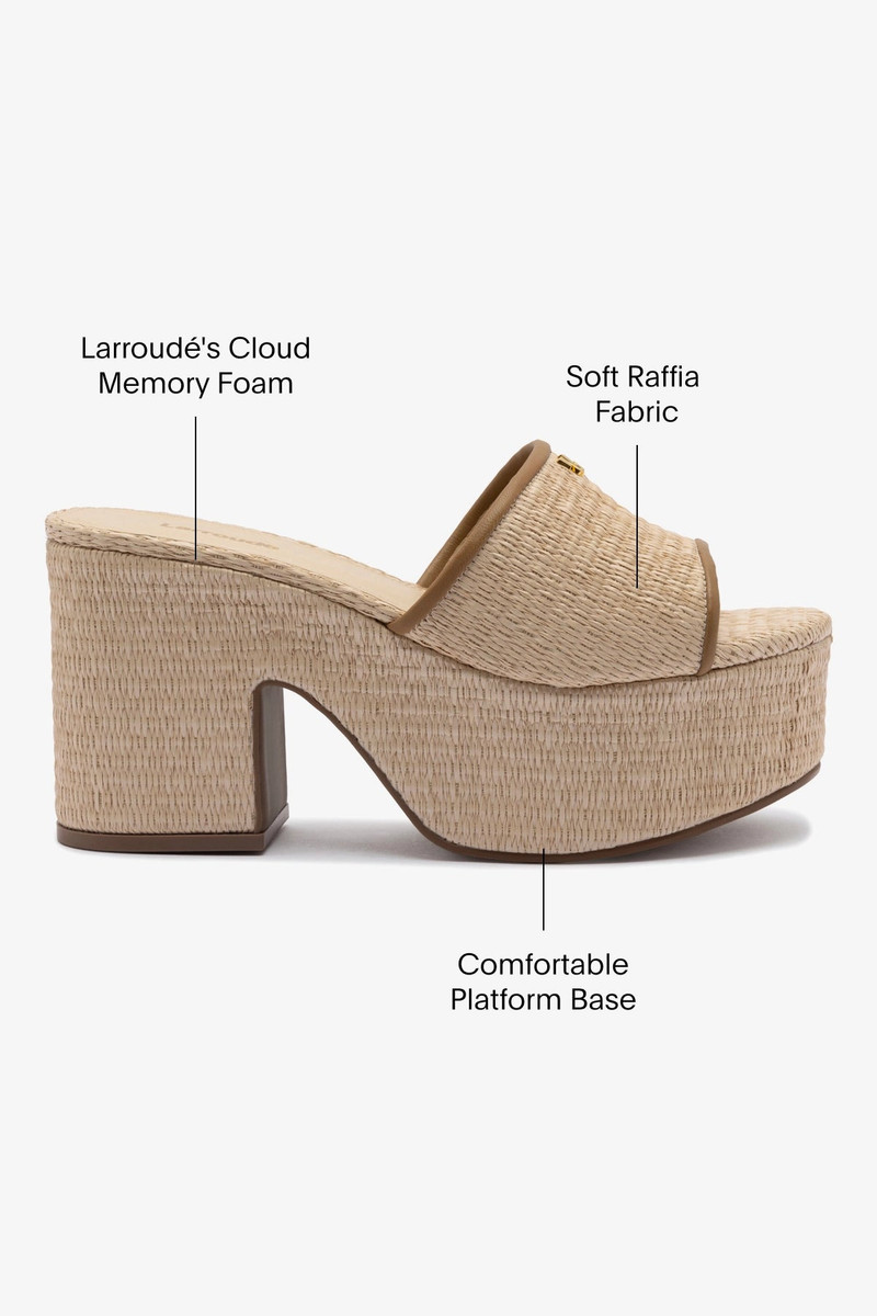 Miso Platform Sandal In Natural Raffia and Hazelnut Trimming 6