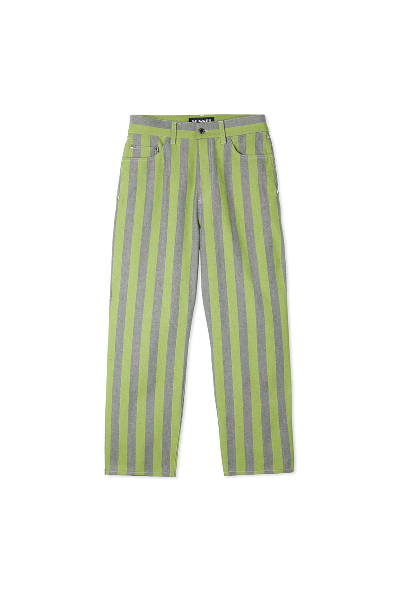 PANTS / denim / green stripes 1