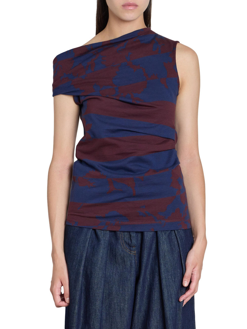 Women's Hunray Asymmetric Abstract Cotton Shirt - Burgundy 3