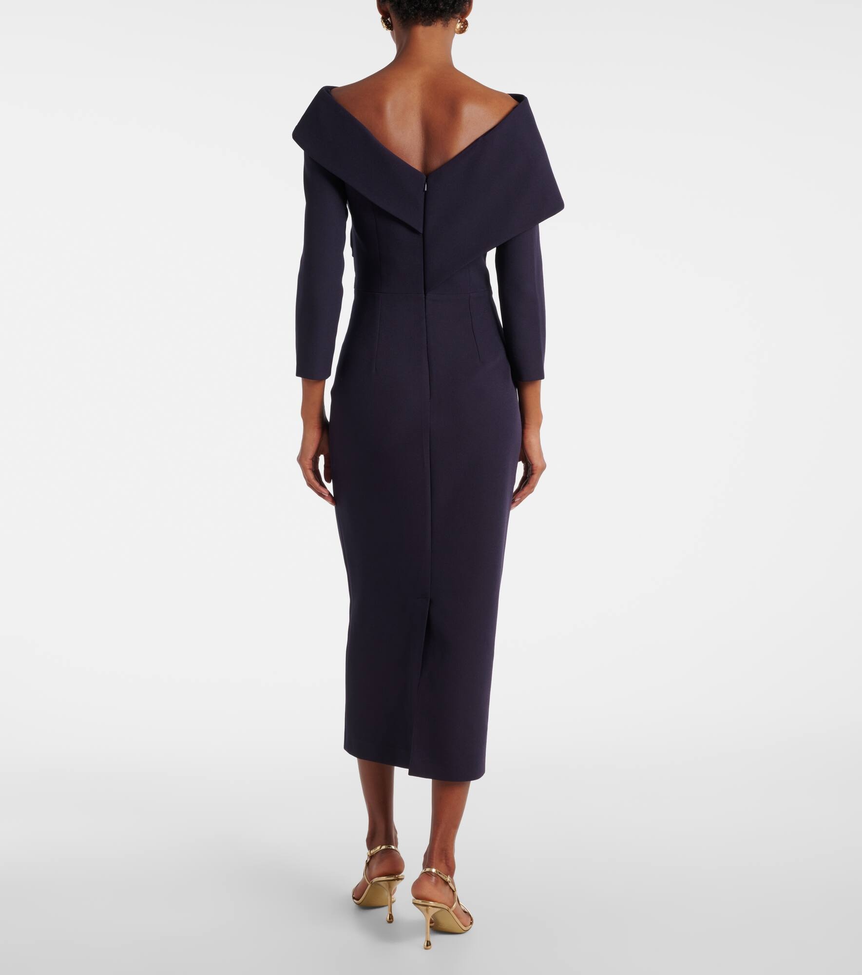 Off-shoulder crêpe midi dress - 3