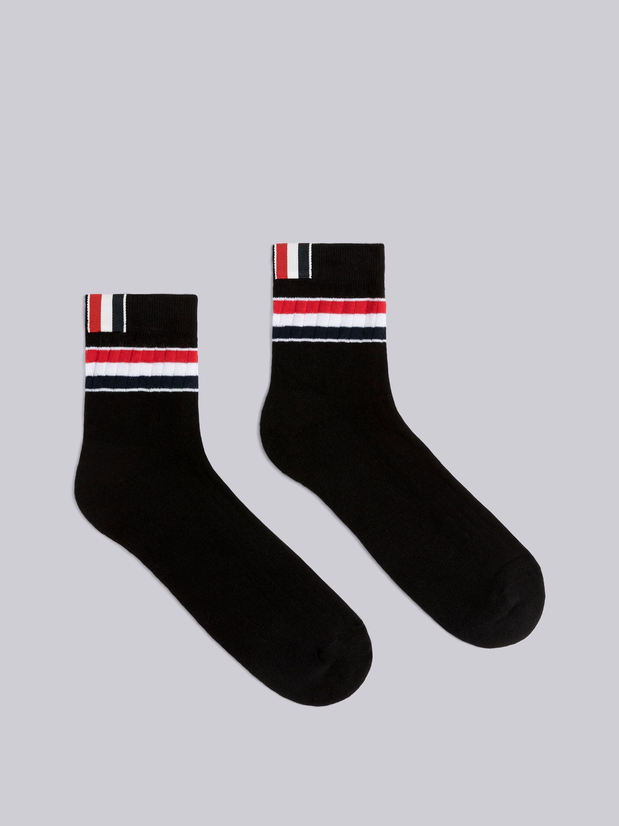 ATHLETIC RIB COTTON STRIPE ANKLE LENGTH SOCKS - 1