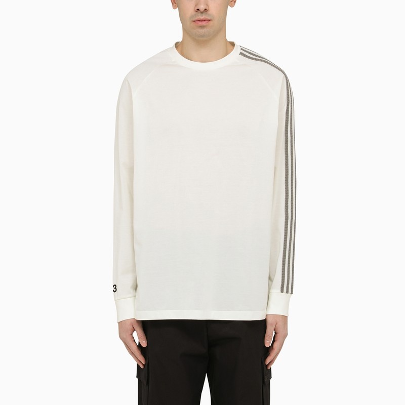 White crew-neck long sleeves t-shirt with logo - 1