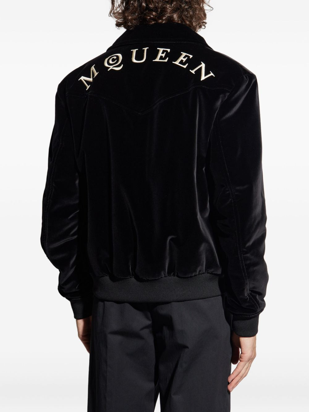 rose-embroidered velvet jacket - 4