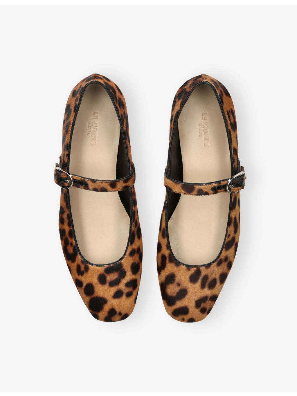 Leopard-Pattern Calf-Hair Mary-Jane Ballet Flats - 2
