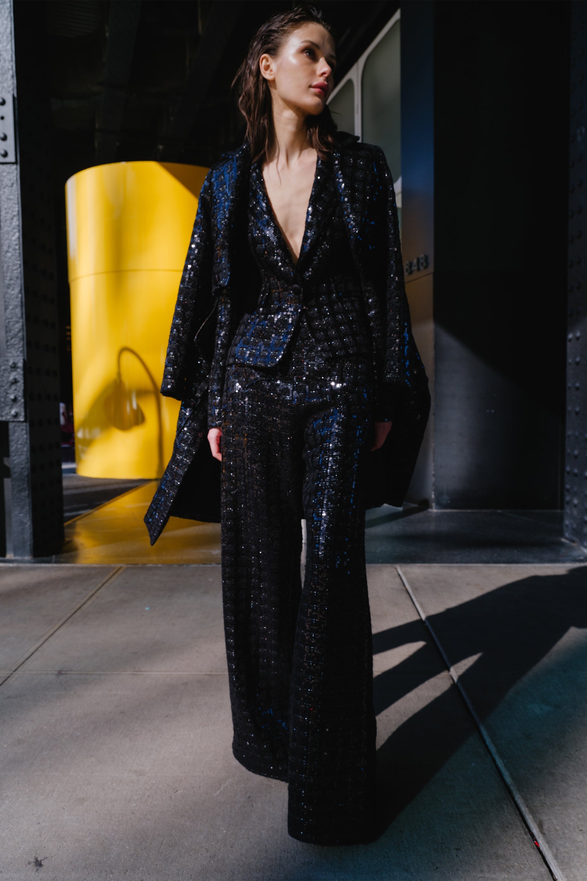 Tweed and Sequin Taylor Pant - 3