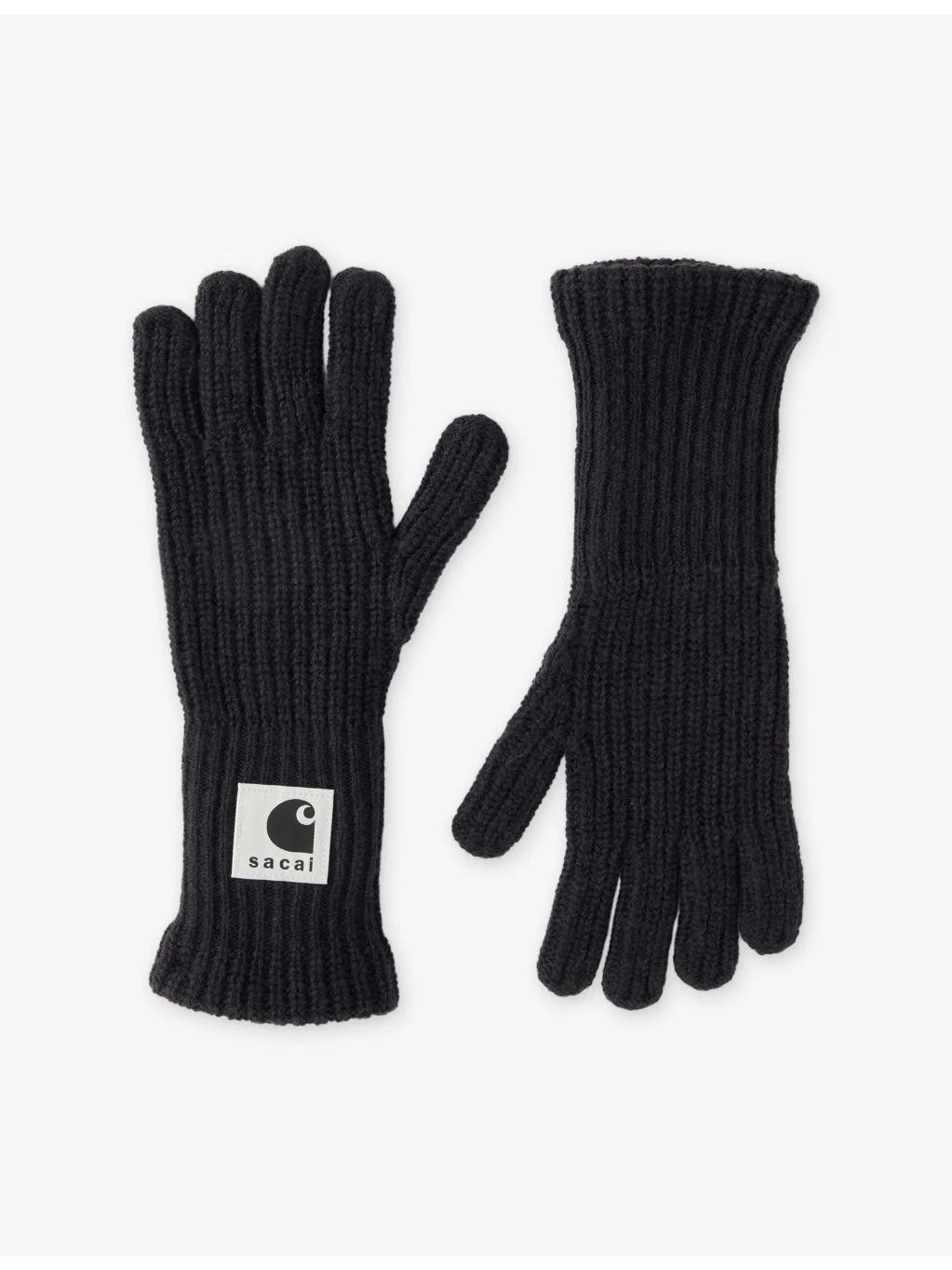 Sacai x Carhartt WIP Logo-Patch Knitted Wool-Blend Gloves - 1