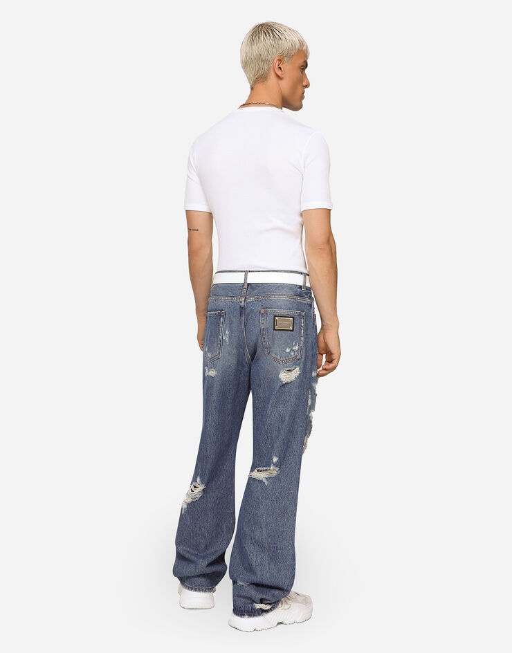 Oversize jeans with rips and safety pins - 3