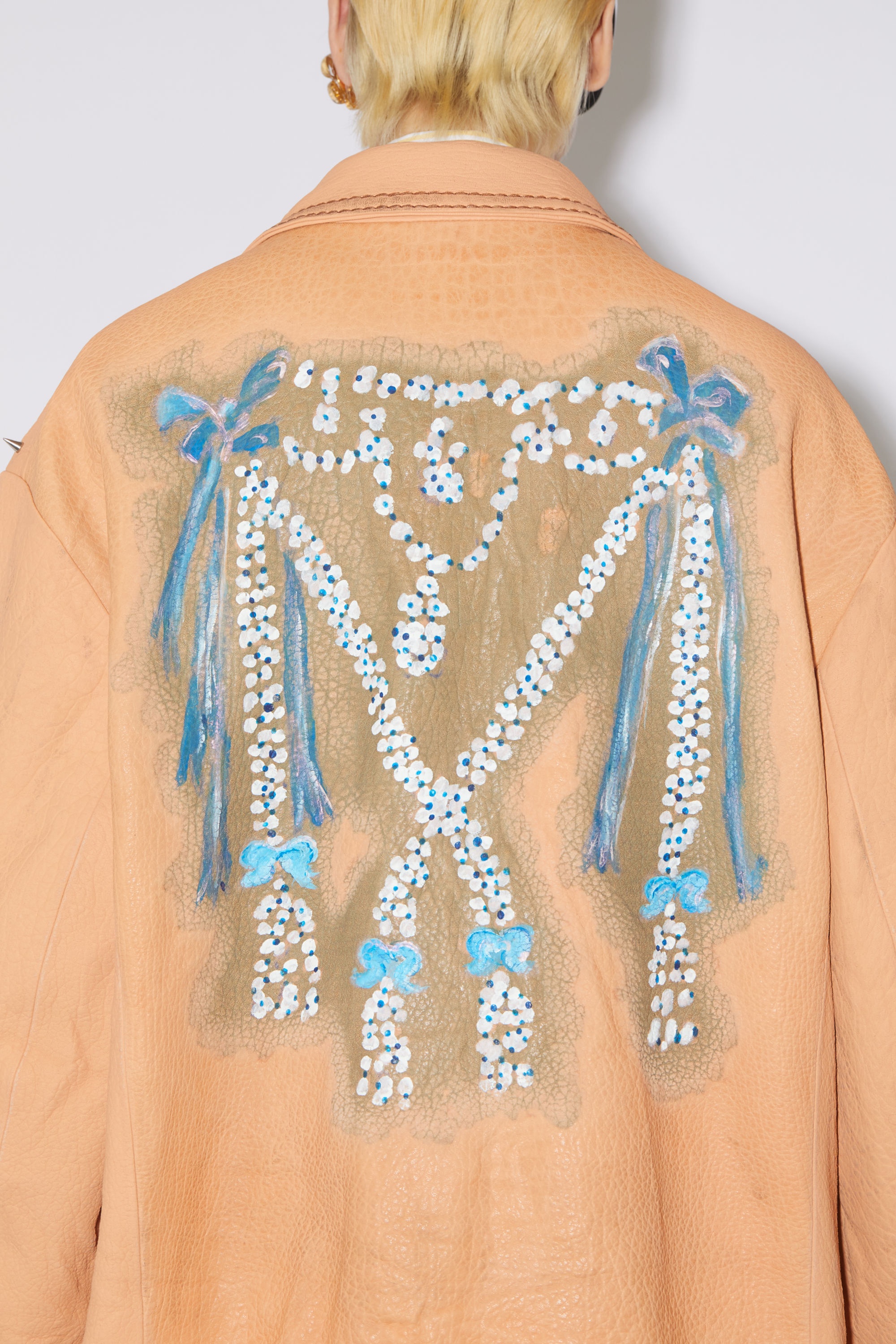Printed leather jacket - Ecru beige - 6