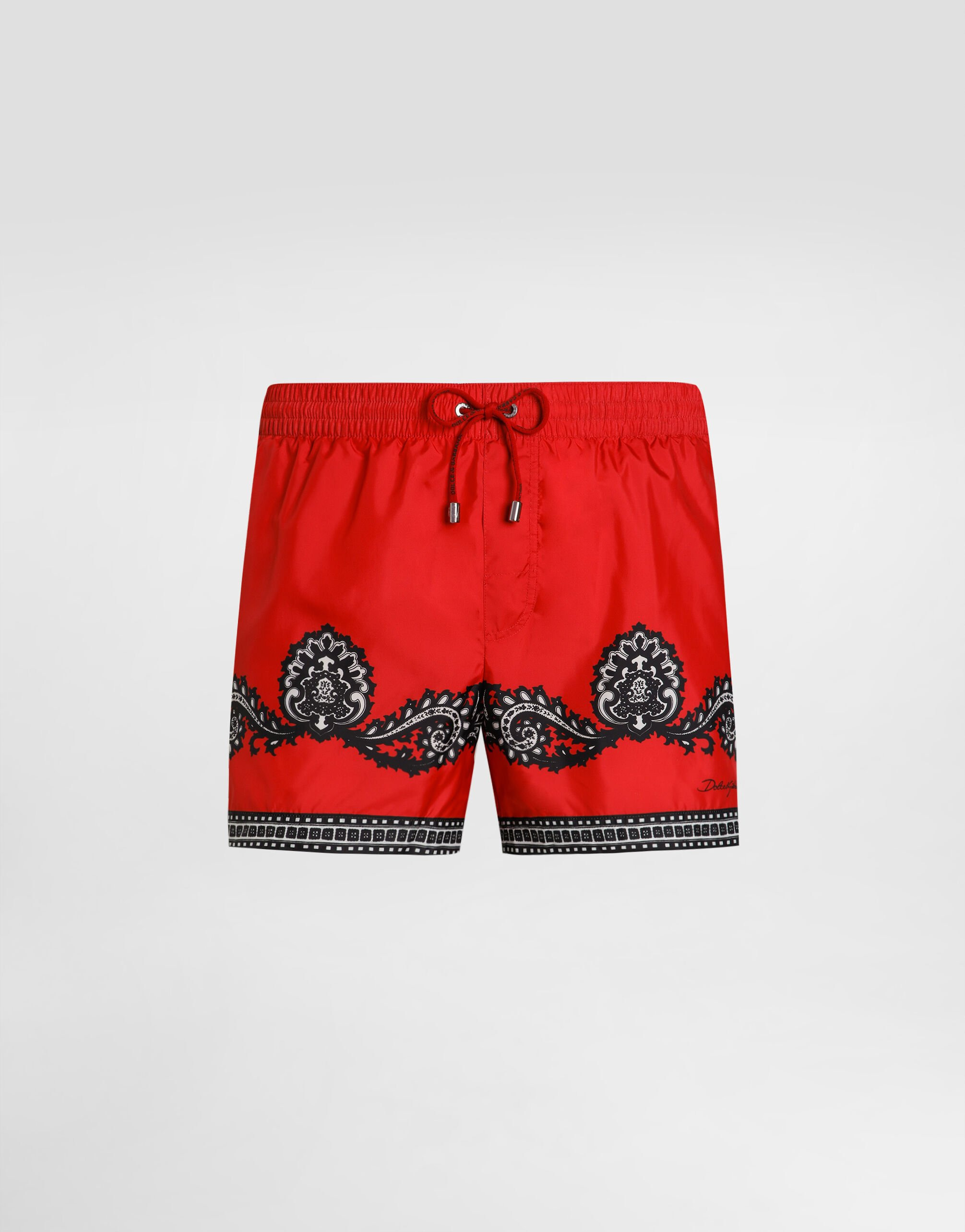 Short swim trunks with bandanna print - 1