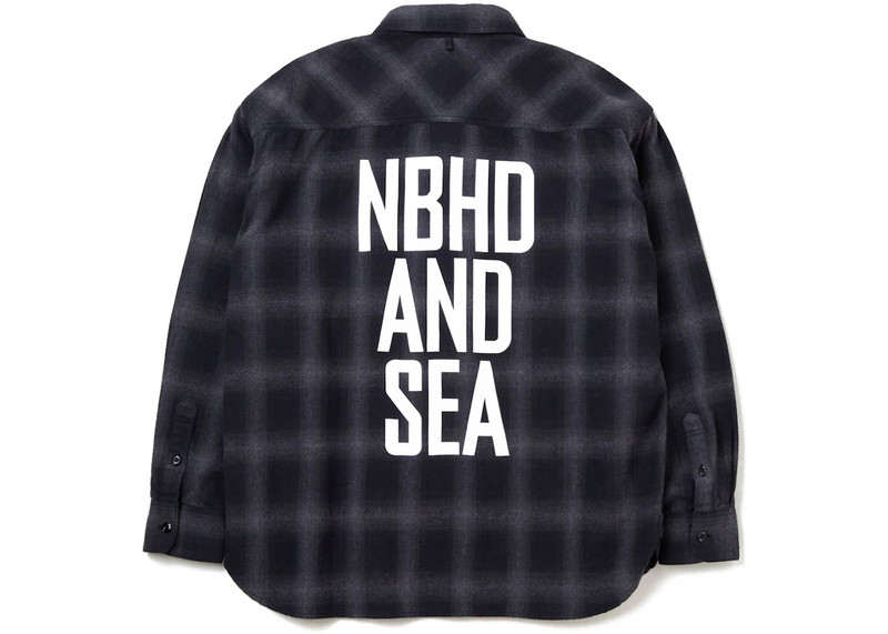 NEIGHBORHOOD Neighborhood x Wind and Sea L/S Ombre Check Shirt Grey outlook