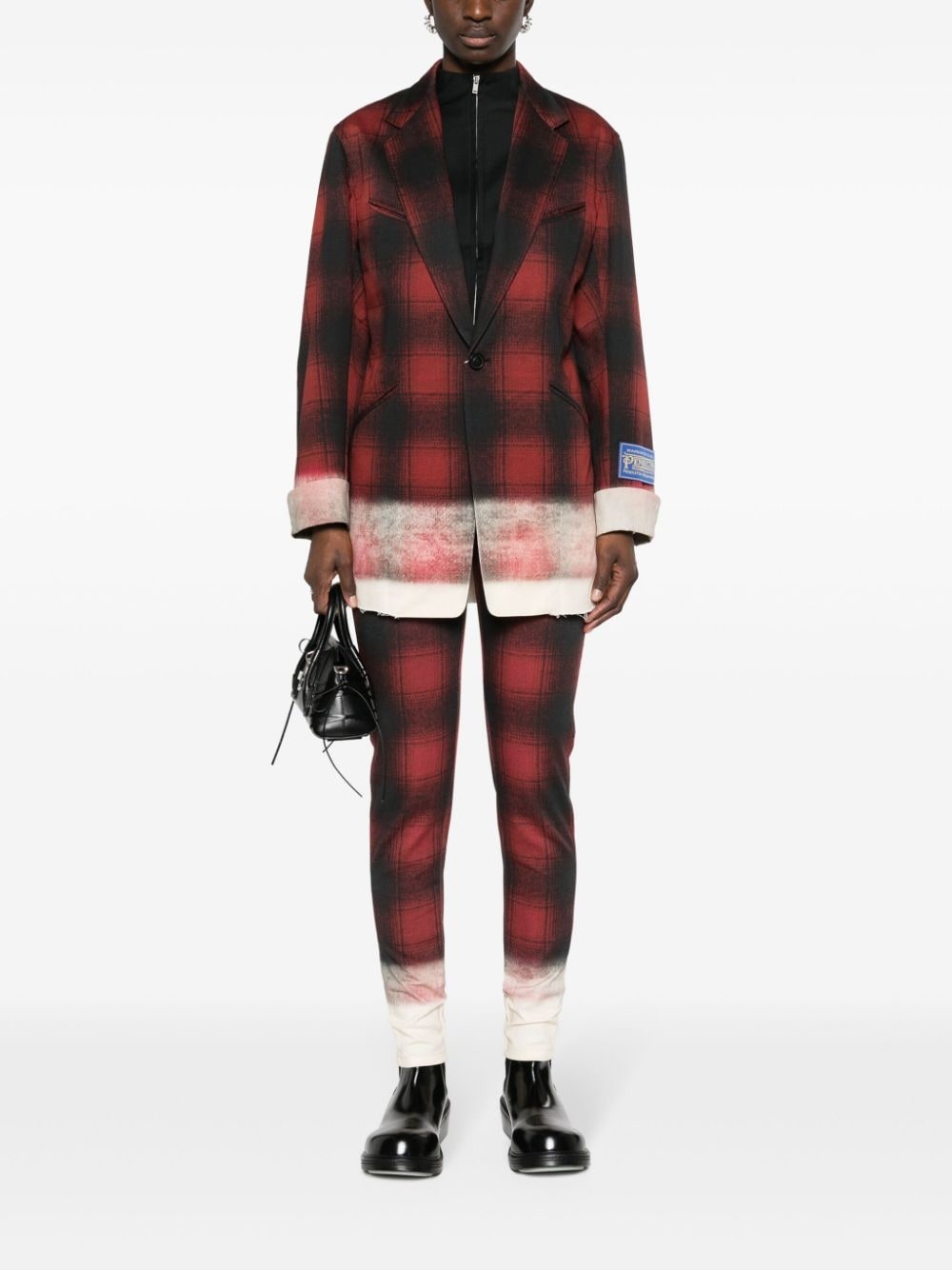 tartan-check tapered trousers - 2