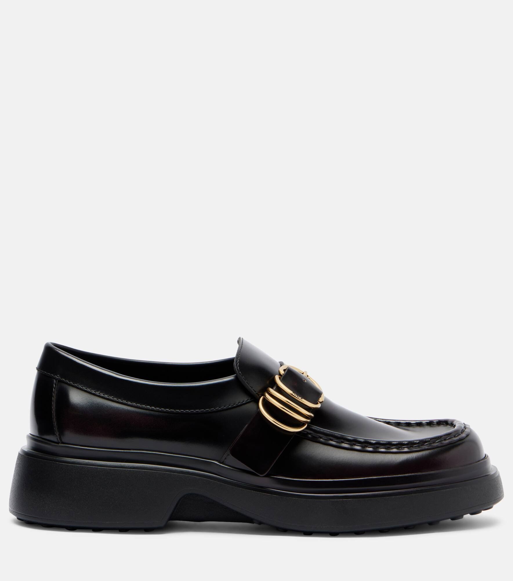 Ring-detail leather loafers - 4