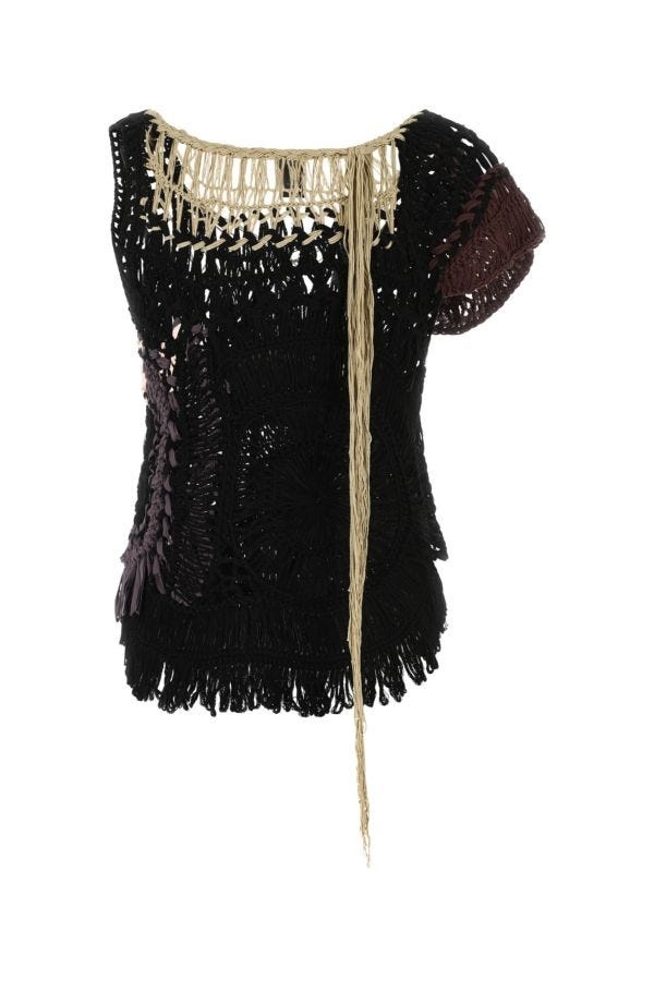 Dries Van Noten Black crochet top | gebnegozionline | REVERSIBLE