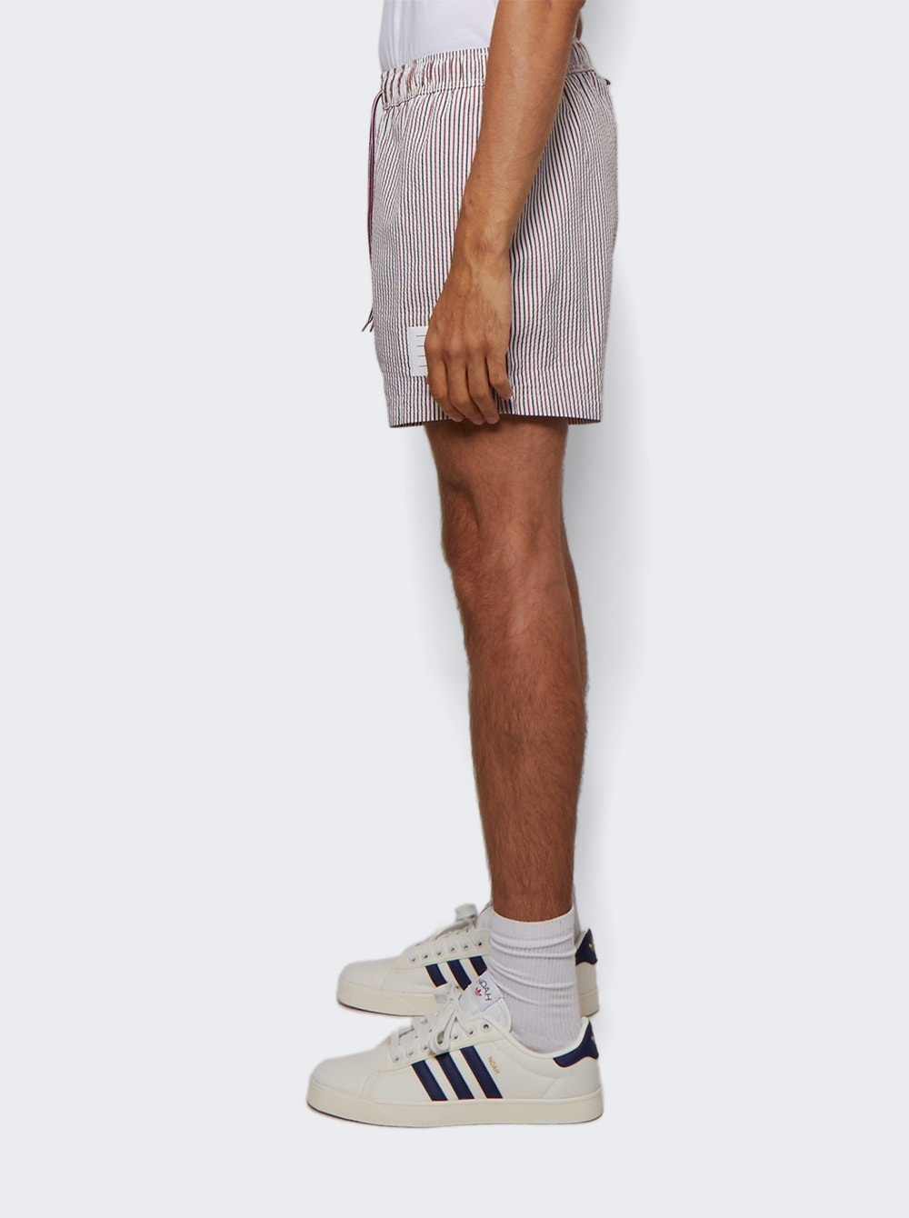 Drawcord Waist Swim Short In Seersucker White - 4