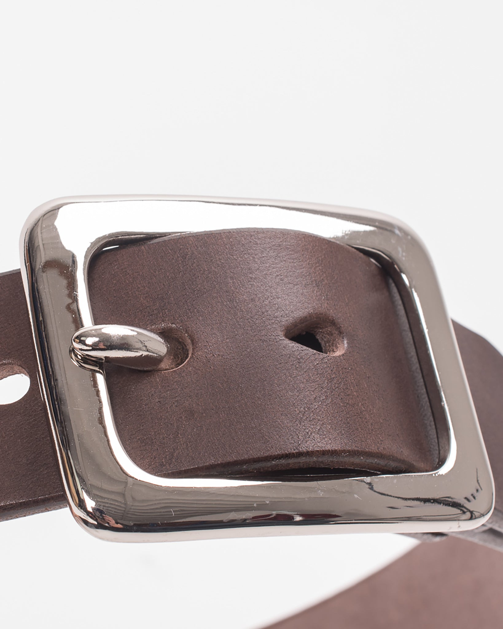 IHB-08-BRN Heavy Duty "Tochigi" Leather Belt with Nickel Plated Garrison Buckle - Brown - 9