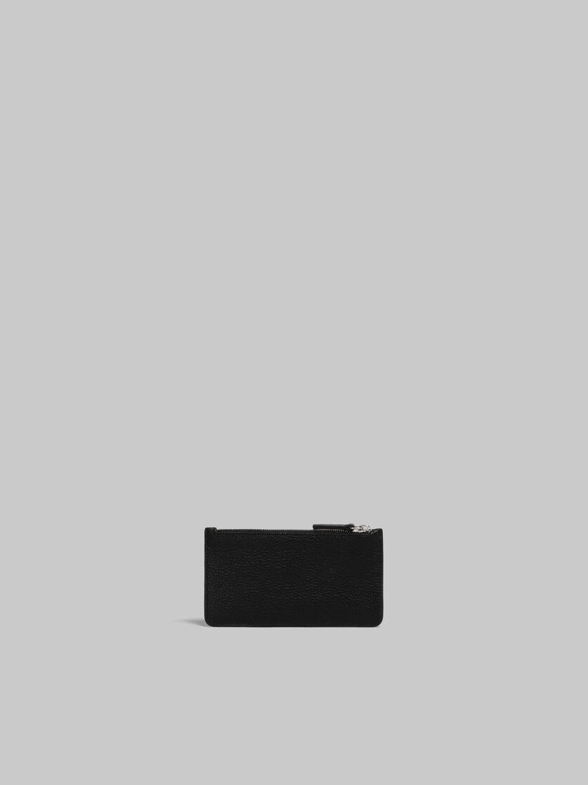 BLACK LEATHER CARD CASE WITH MARNI MENDING - 3