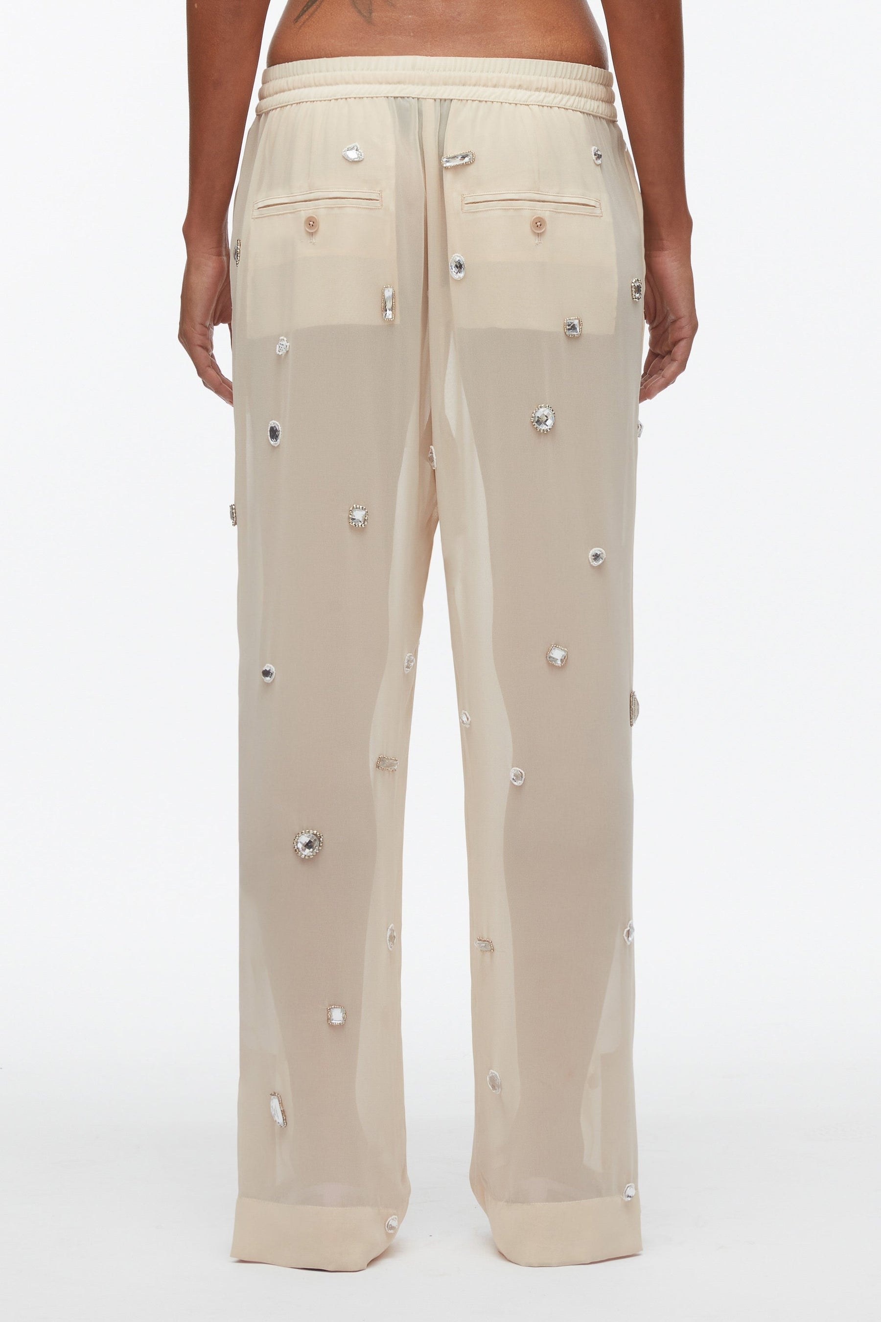 Halo Embroidered Chiffon Pant - 5