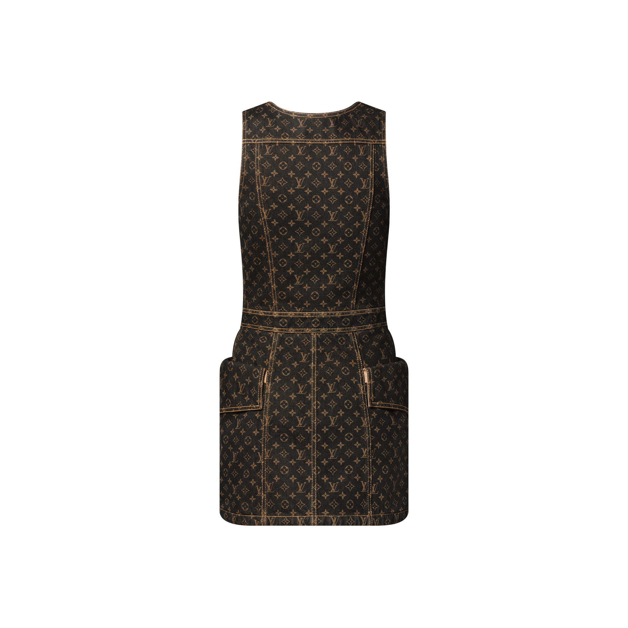 Monogram Denim Button Front Dress - 3