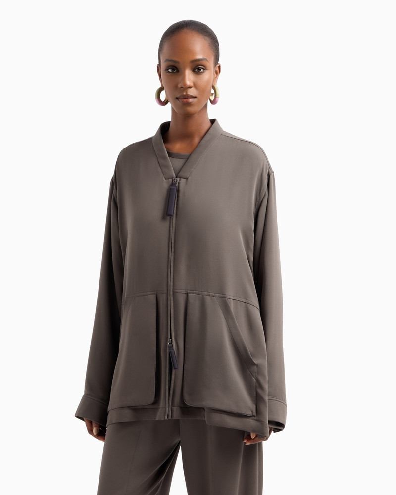 GIORGIO ARMANI TRIPLE SILK GEORGETTE PEA COAT outlook