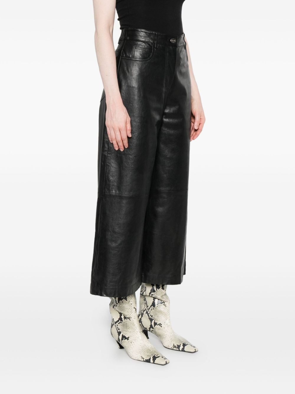 leather panelled trousers - 3