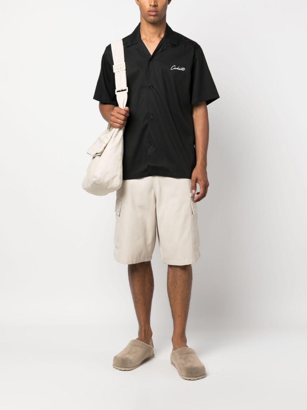 gabardine logo-embroidered shirt - 2