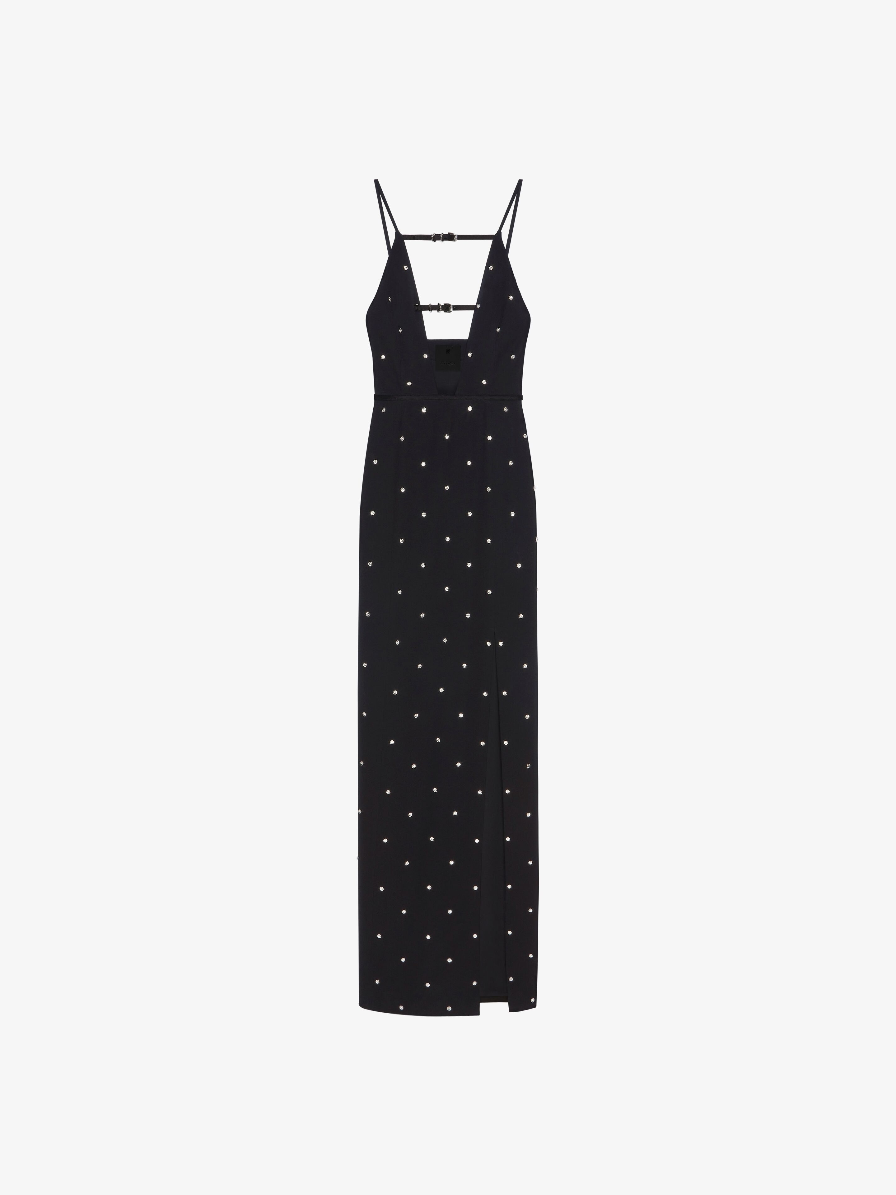 VOYOU EVENING DRESS IN CREPE AND SATIN WITH CRYSTALS - 1