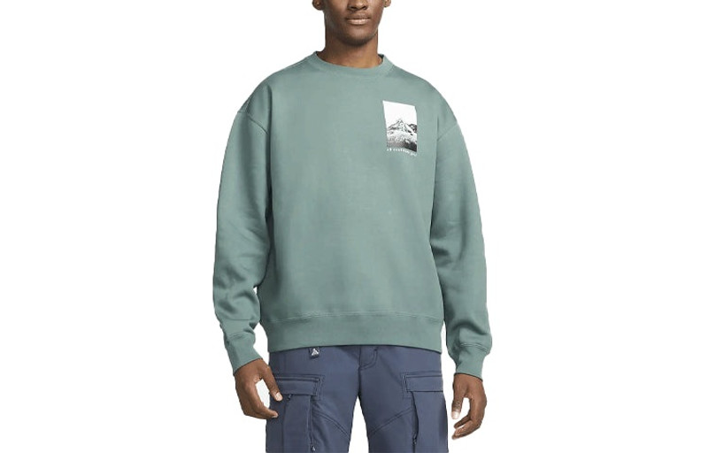 Nike ACG Logo Fleece Printing Sports Long Sleeves Green DJ1591-384 - 1