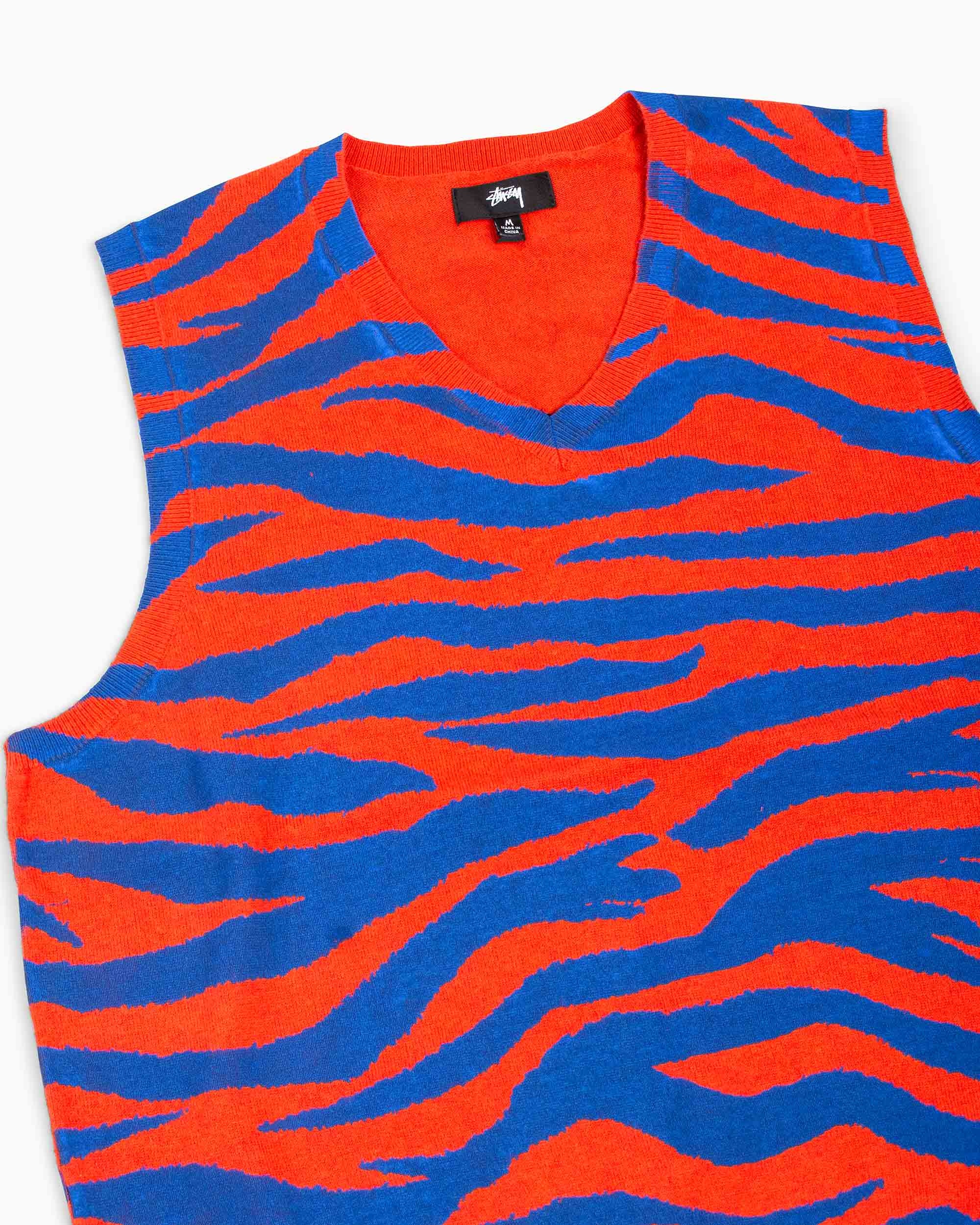 Stüssy Tiger Printed Sweater Vest Red - 5