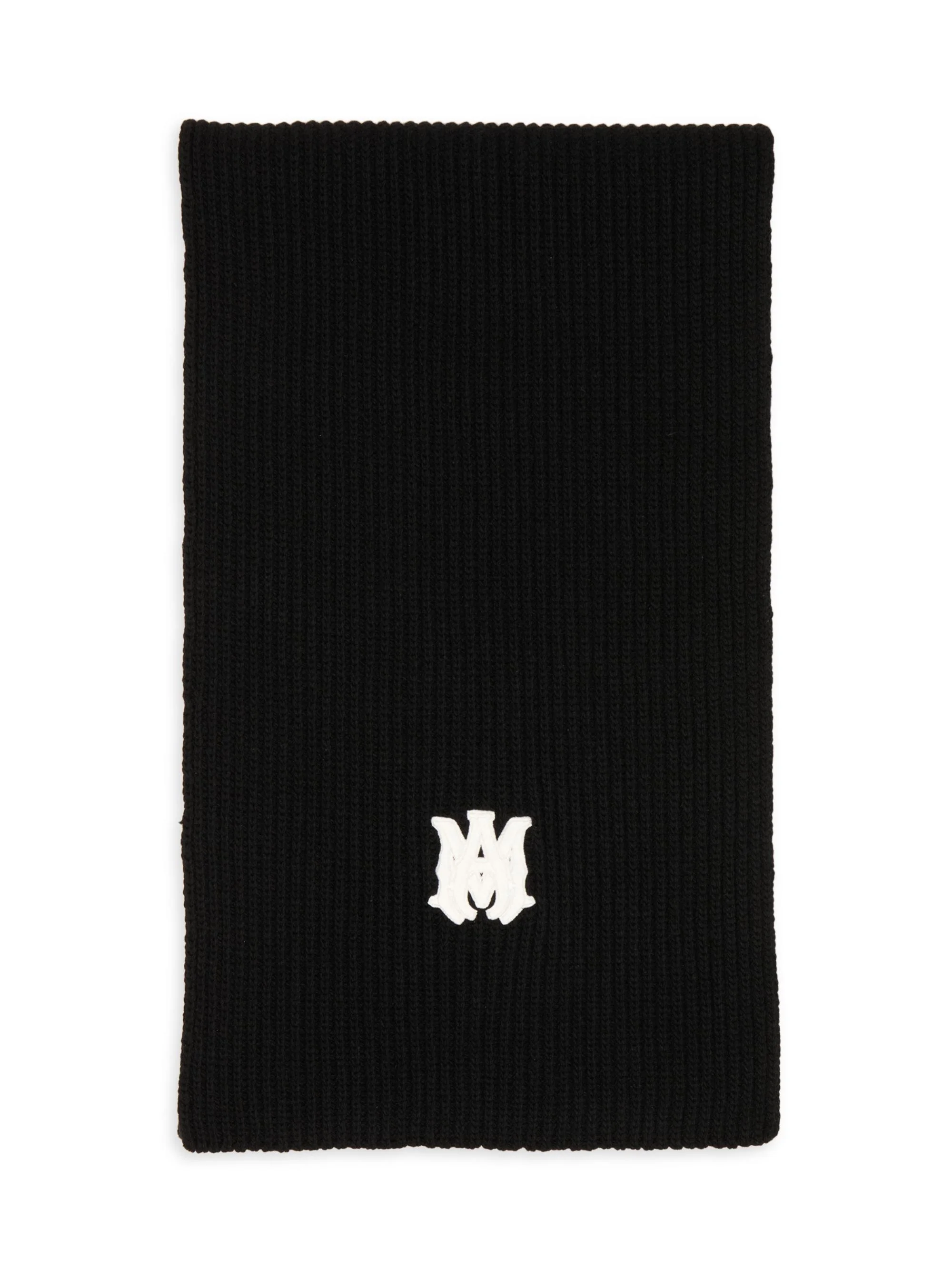 Men's Logo Virgin Wool Scarf - Black - 1