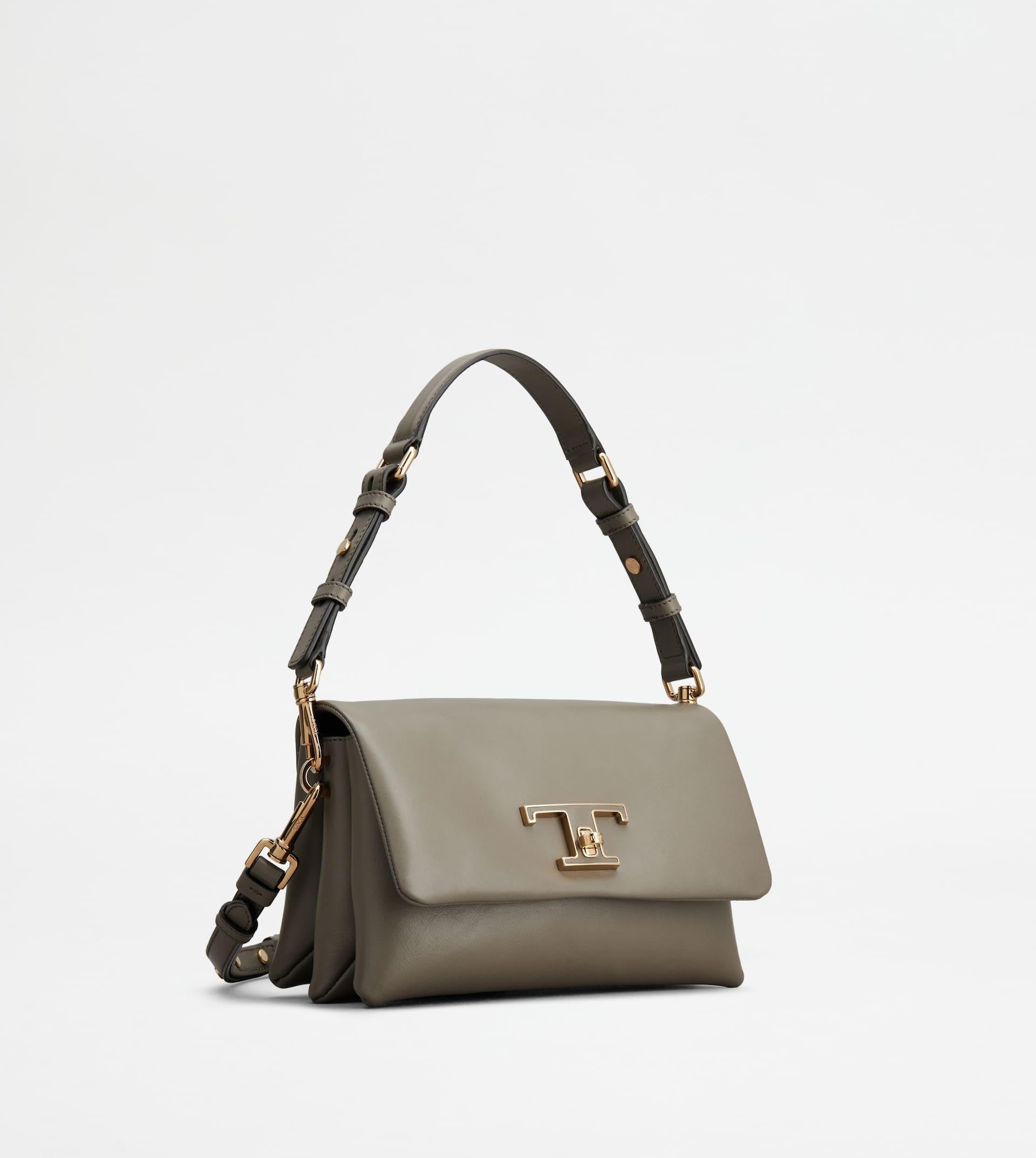 T TIMELESS FLAP BAG IN LEATHER MINI - BROWN - 3