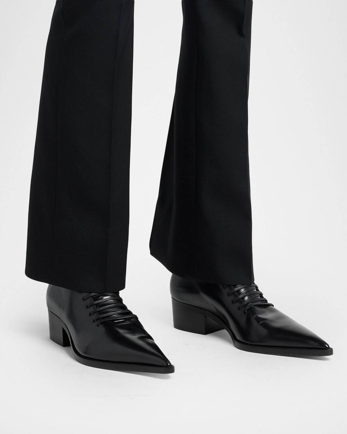 Men's Leather Pointed-Toe Derby Shoes - 2